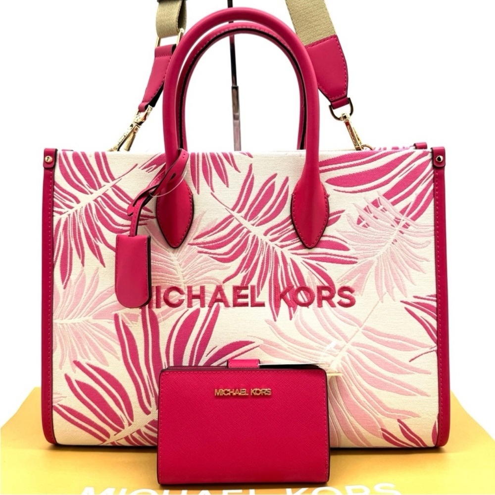 Michael Kors Medium Mirella Tote Bag Electric
Pink Multi Leather